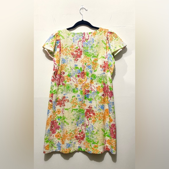 Size 12 ASOS Textured Woven Floral Mini Shift Dress with Flutter Sleeves - Picture 2 of 6